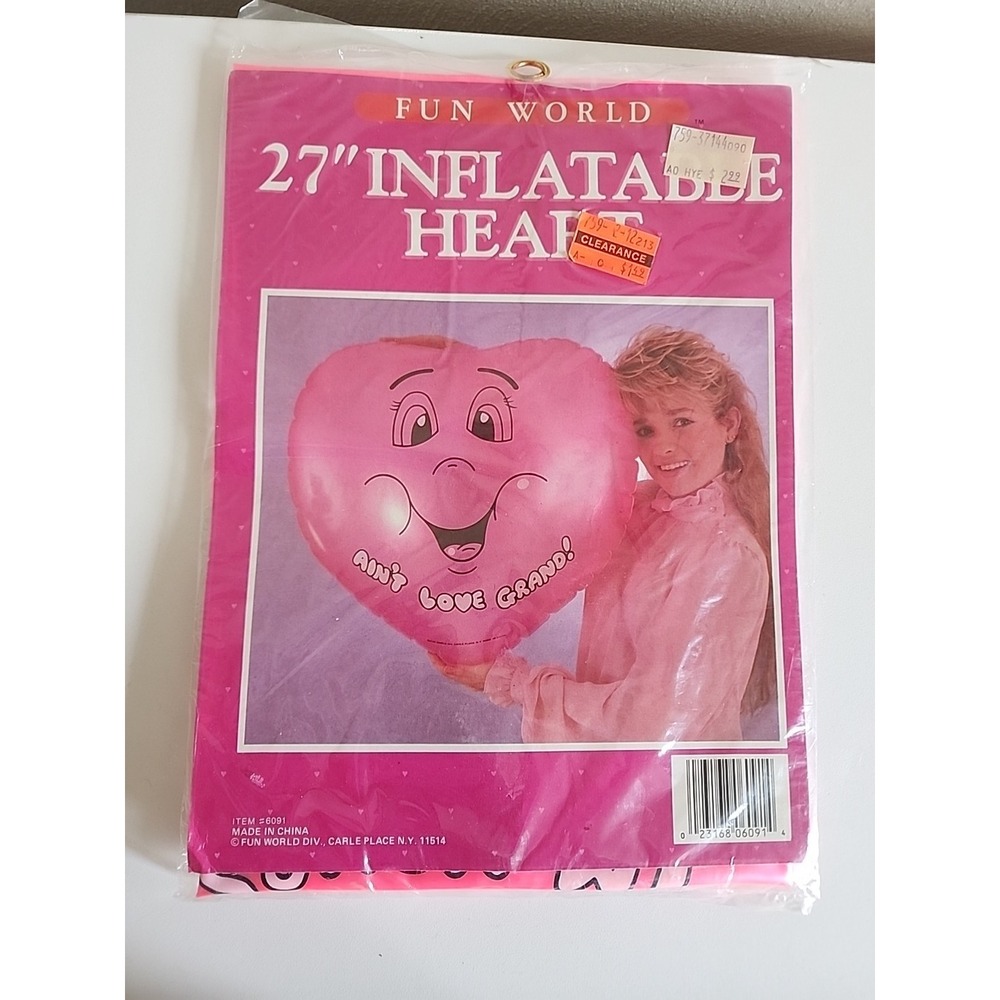 27" Inflatable Heart Pink Sweet Face I'M Yours By‎ Fun World #6091 Vintage Gift